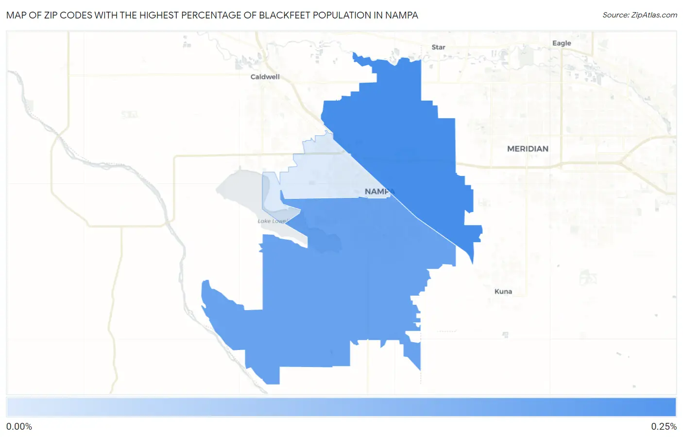 Zip Codes with the Highest Percentage of Blackfeet Population in Nampa Map
