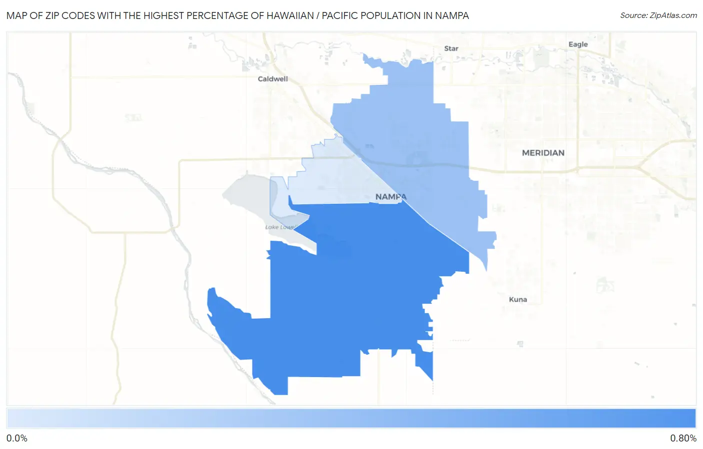 Zip Codes with the Highest Percentage of Hawaiian / Pacific Population in Nampa Map