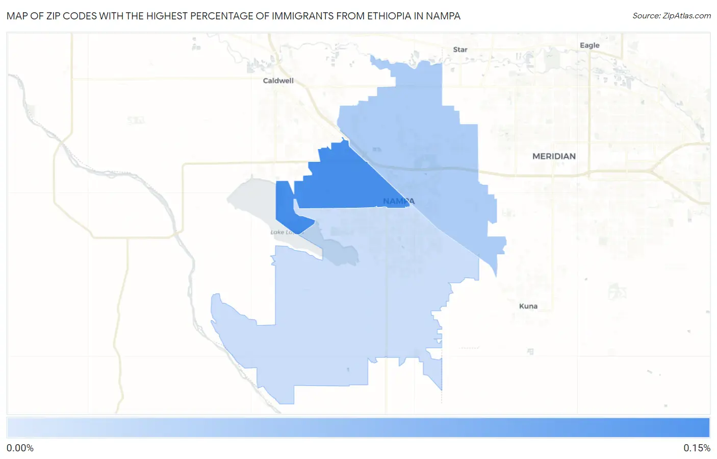 Zip Codes with the Highest Percentage of Immigrants from Ethiopia in Nampa Map