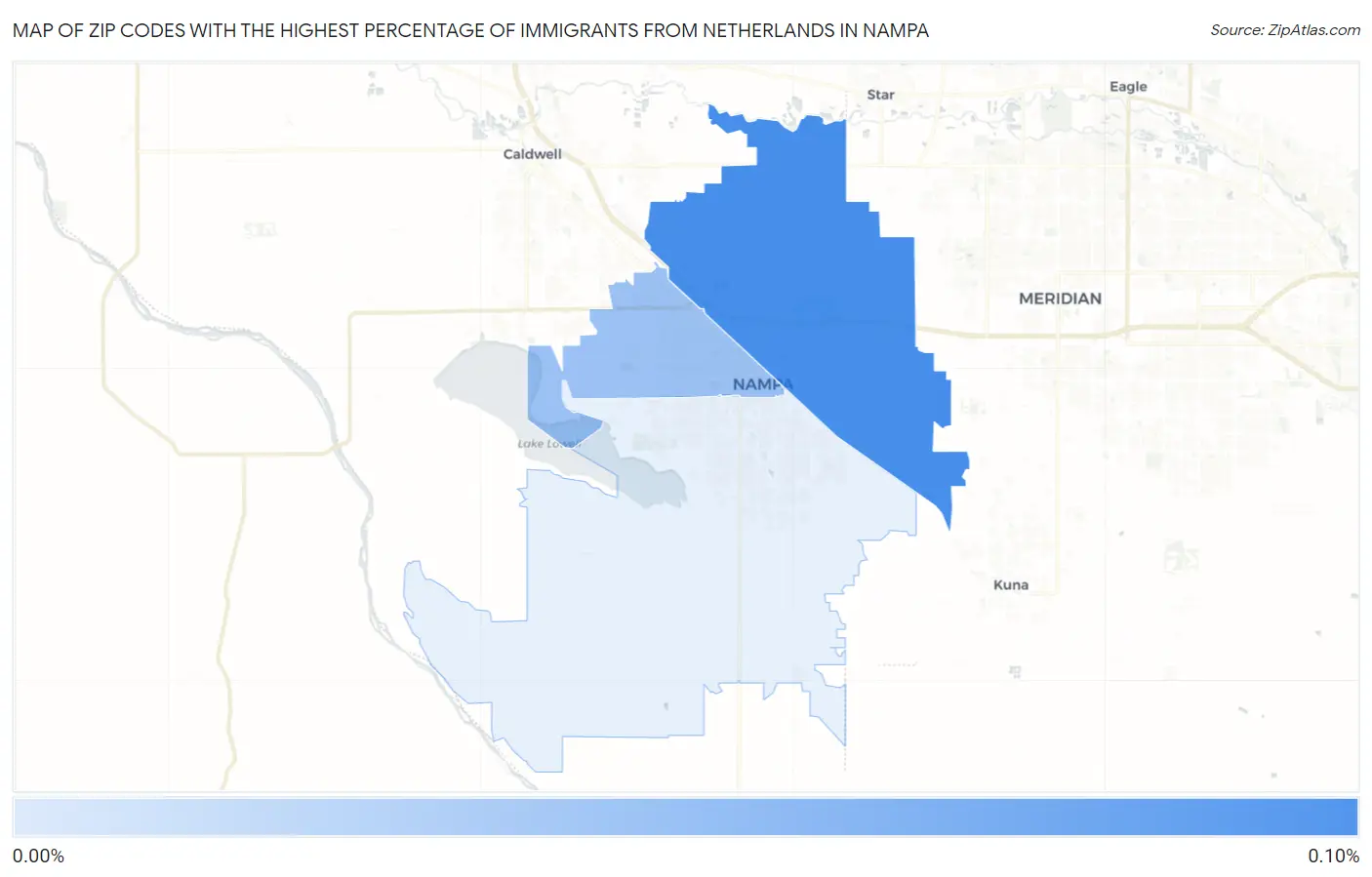 Zip Codes with the Highest Percentage of Immigrants from Netherlands in Nampa Map
