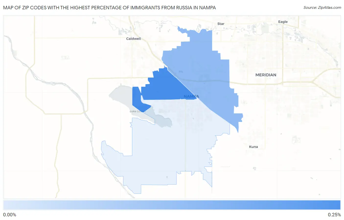 Zip Codes with the Highest Percentage of Immigrants from Russia in Nampa Map