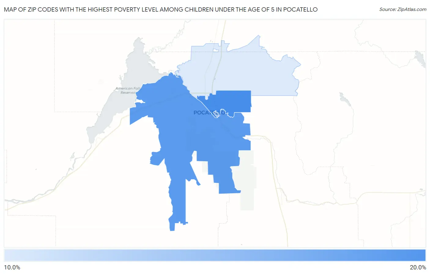 Zip Codes with the Highest Poverty Level Among Children Under the Age of 5 in Pocatello Map