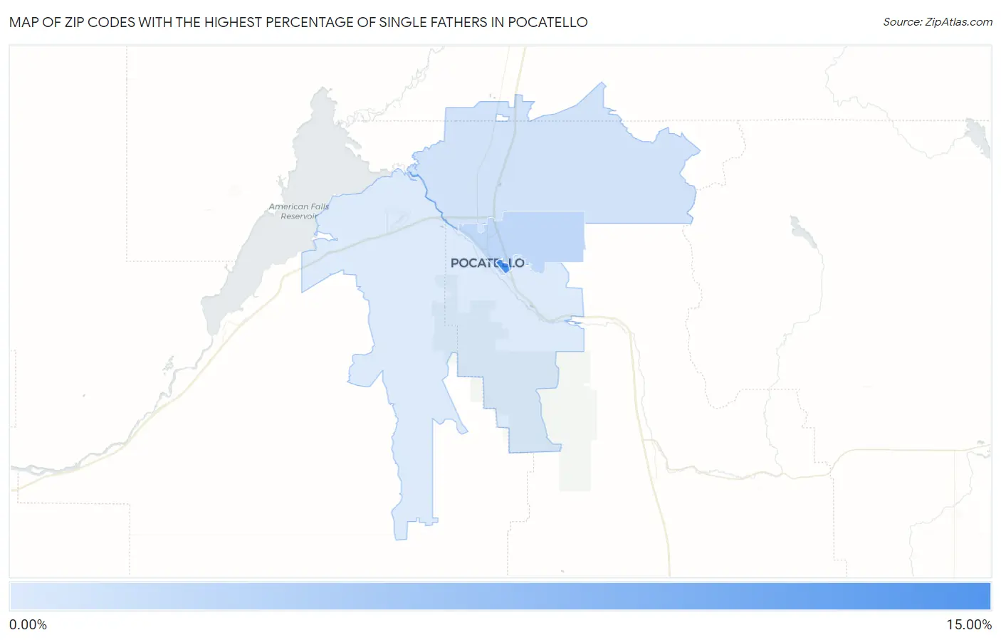 Zip Codes with the Highest Percentage of Single Fathers in Pocatello Map
