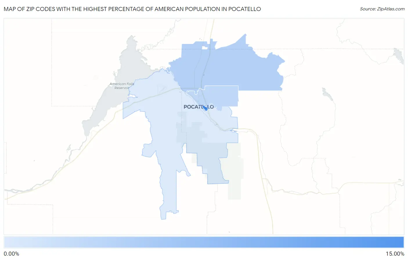 Zip Codes with the Highest Percentage of American Population in Pocatello Map