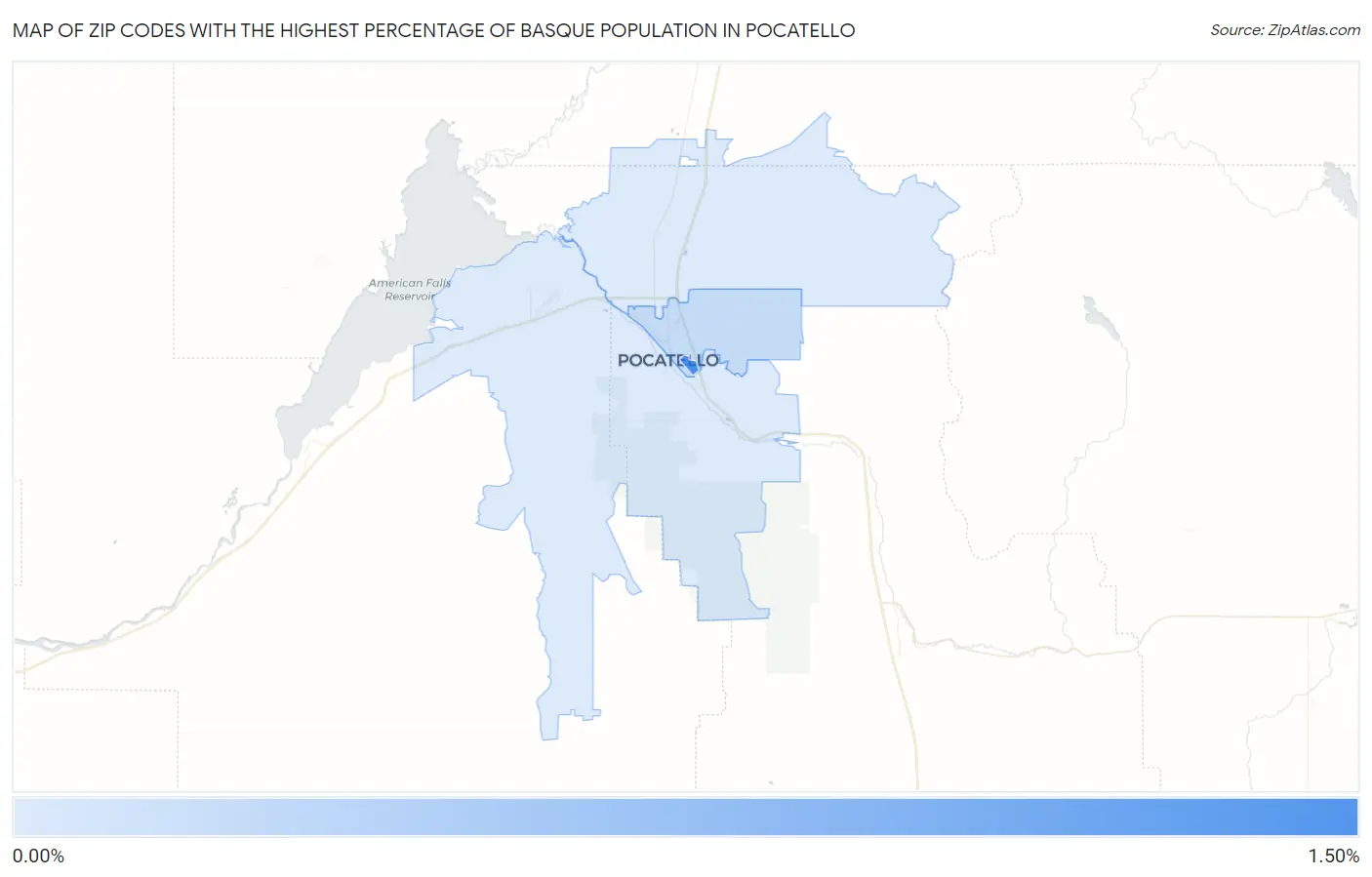 Zip Codes with the Highest Percentage of Basque Population in Pocatello Map
