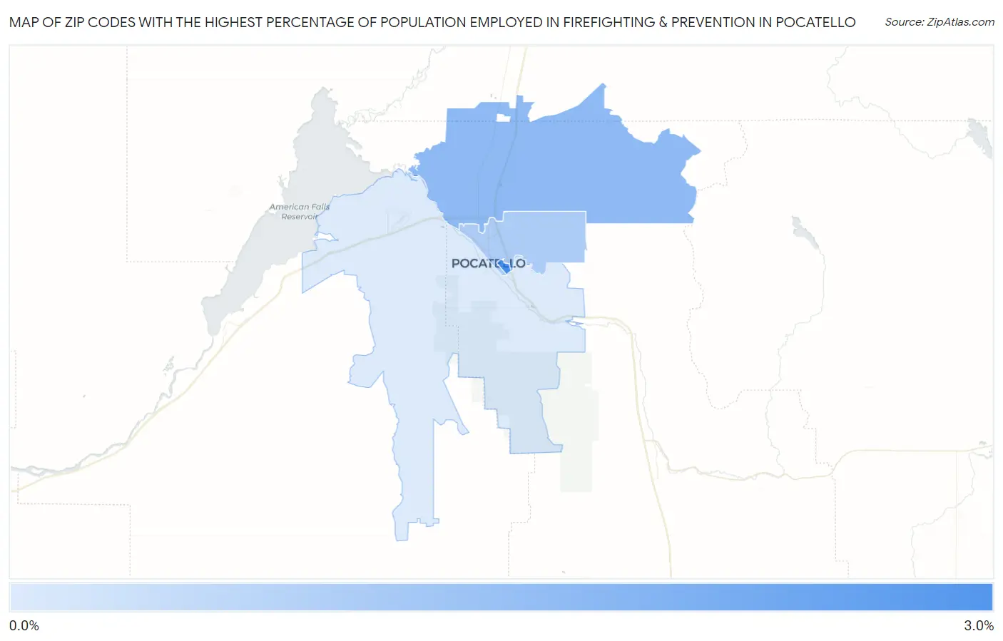 Zip Codes with the Highest Percentage of Population Employed in Firefighting & Prevention in Pocatello Map