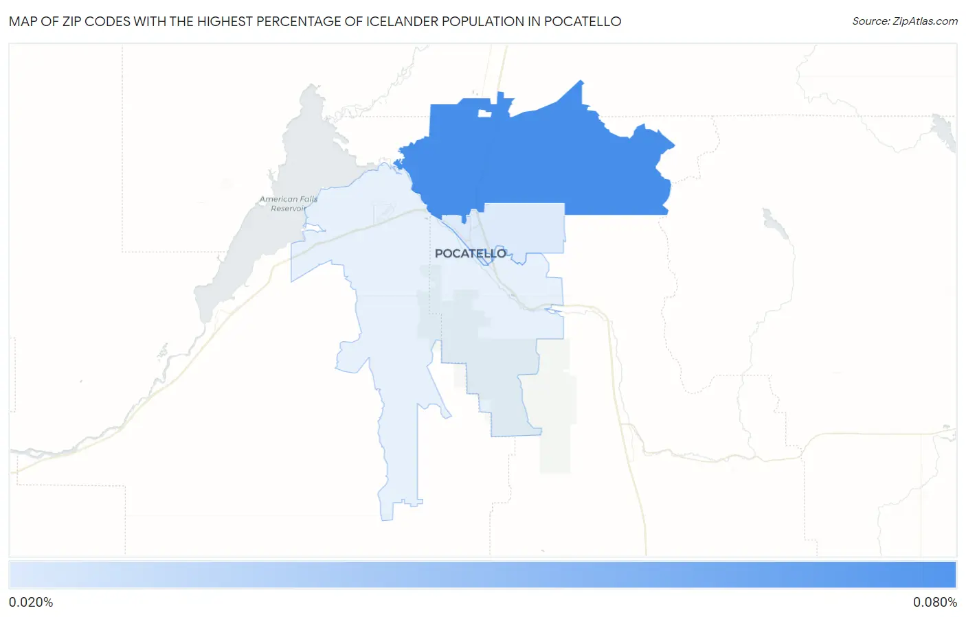 Zip Codes with the Highest Percentage of Icelander Population in Pocatello Map