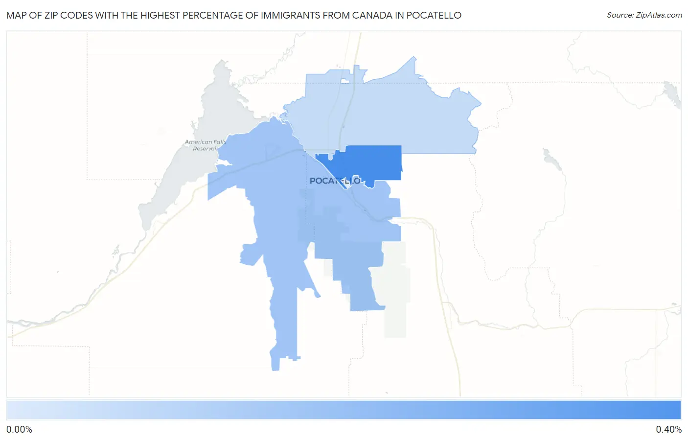 Zip Codes with the Highest Percentage of Immigrants from Canada in Pocatello Map