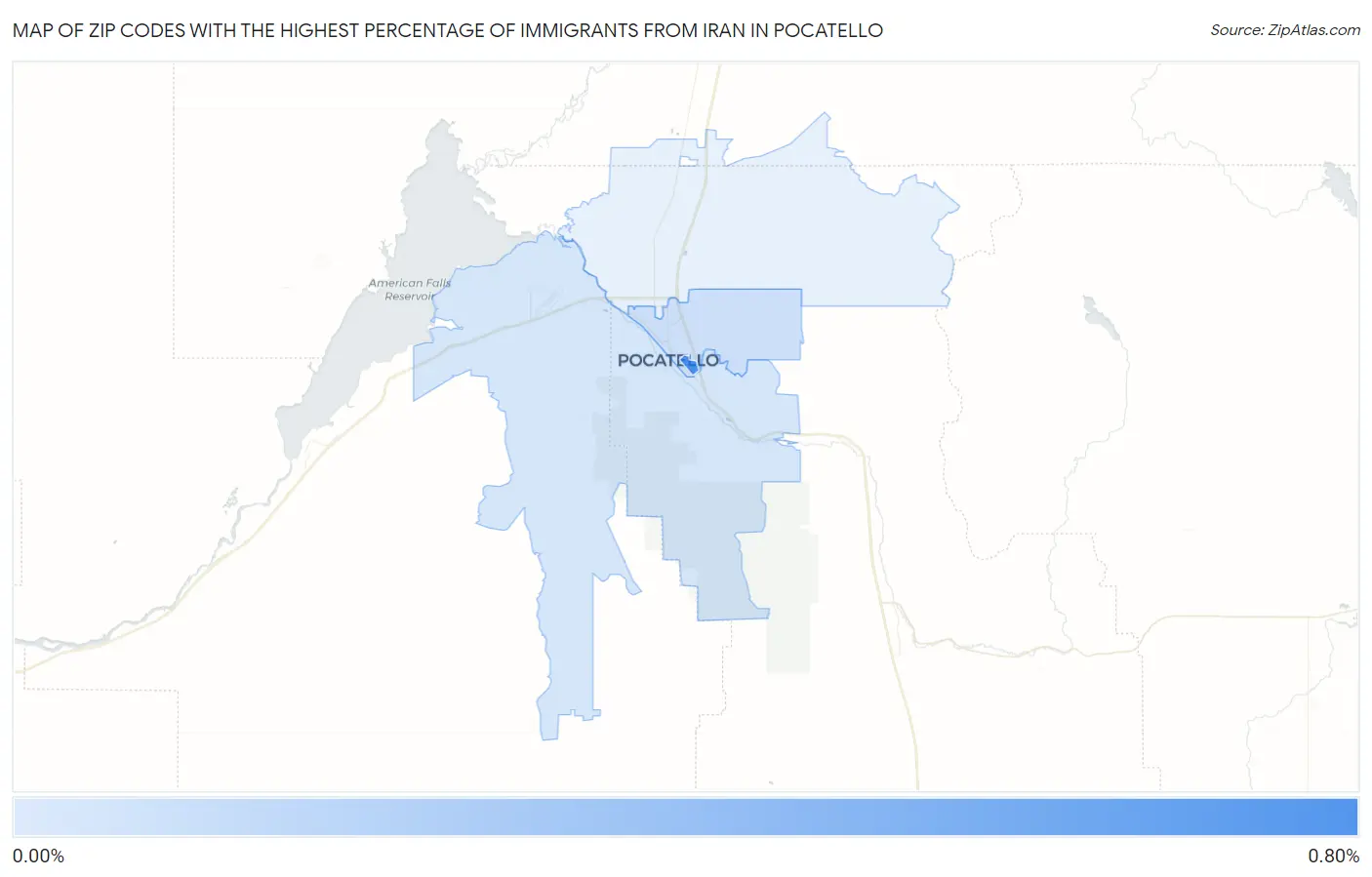Zip Codes with the Highest Percentage of Immigrants from Iran in Pocatello Map