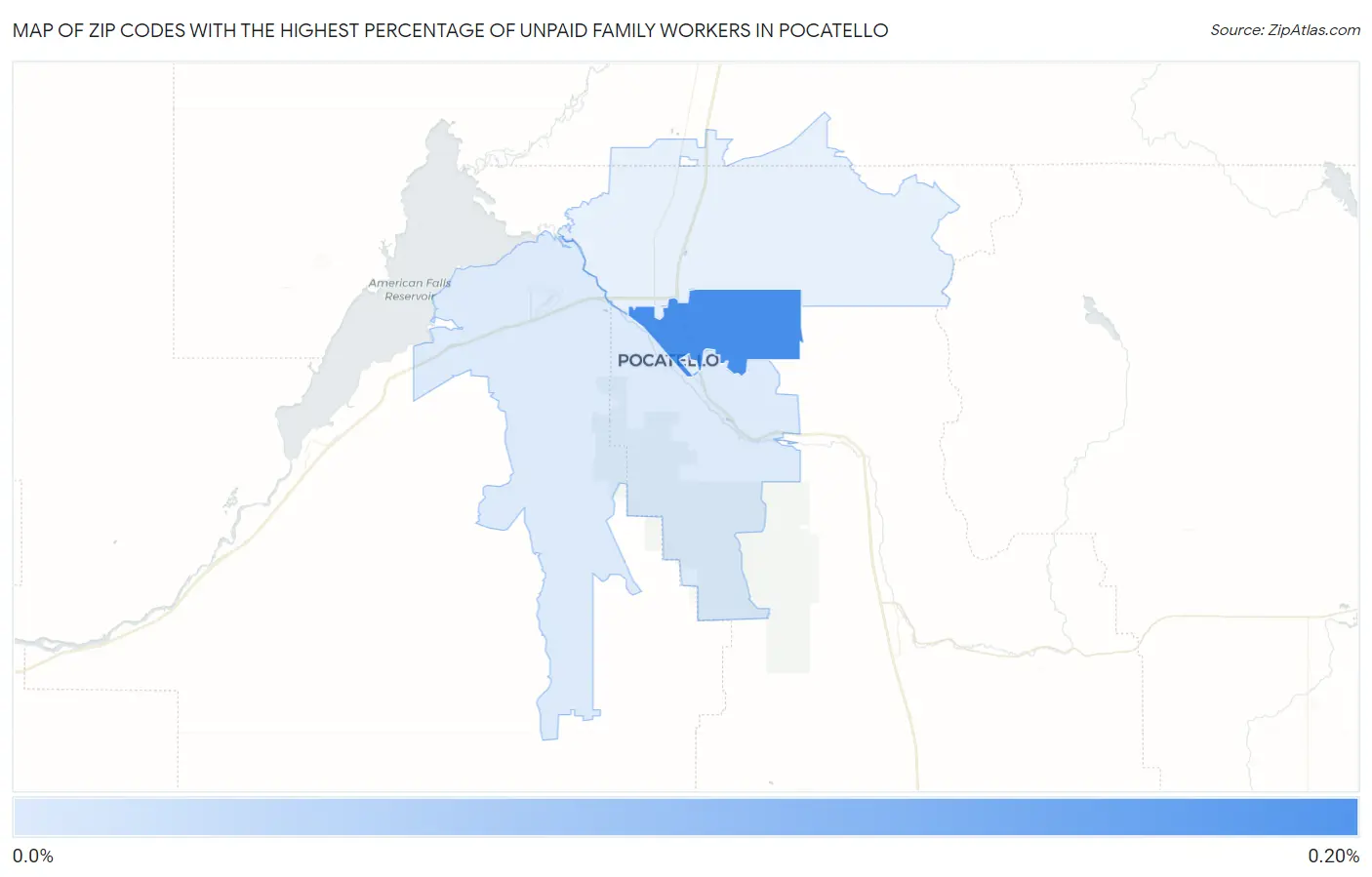 Zip Codes with the Highest Percentage of Unpaid Family Workers in Pocatello Map