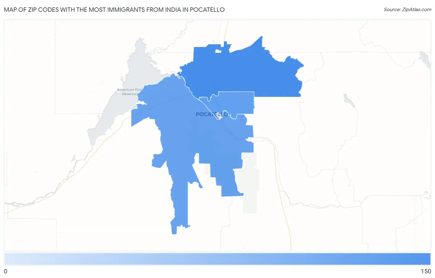Zip Codes with the Most Immigrants from India in Pocatello Map