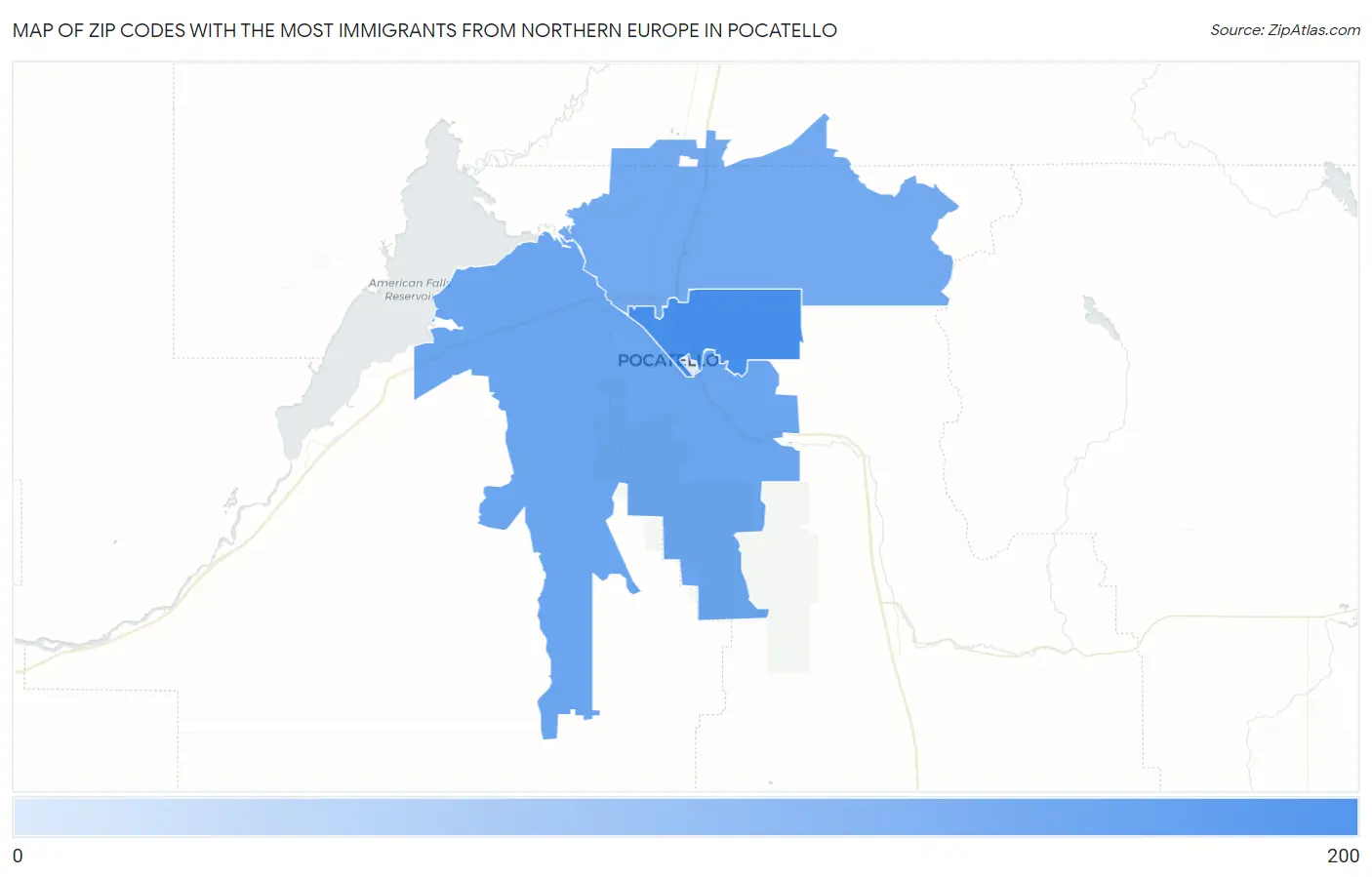 Zip Codes with the Most Immigrants from Northern Europe in Pocatello Map
