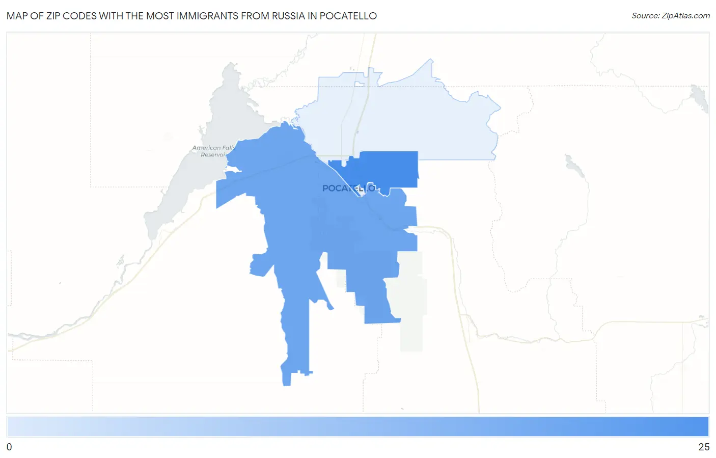 Zip Codes with the Most Immigrants from Russia in Pocatello Map