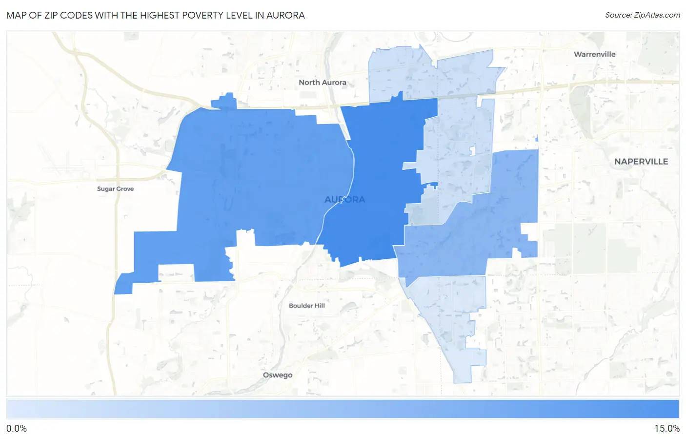 Zip Codes with the Highest Poverty Level in Aurora Map