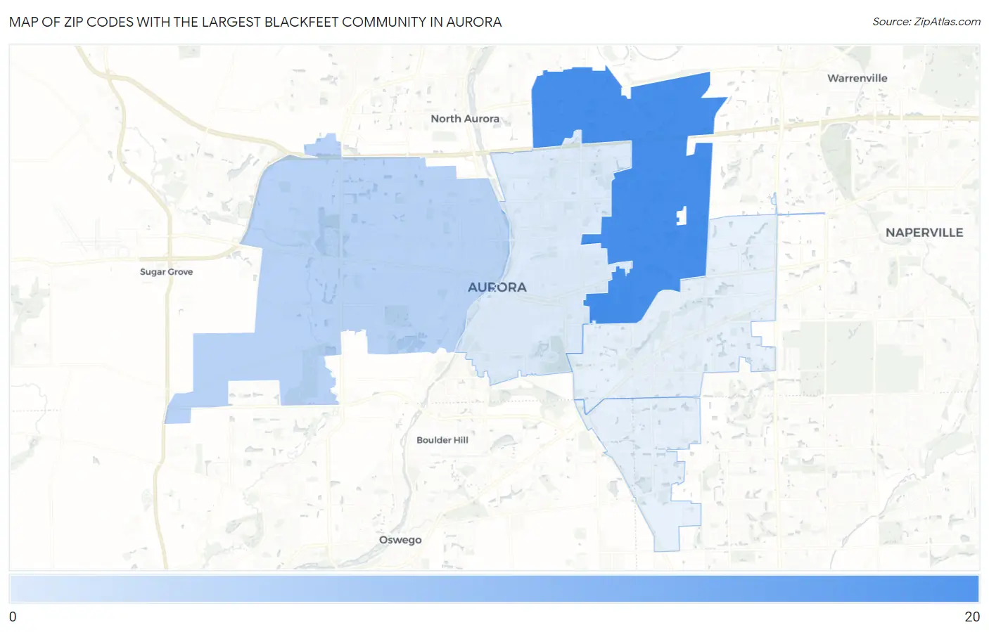 Zip Codes with the Largest Blackfeet Community in Aurora Map