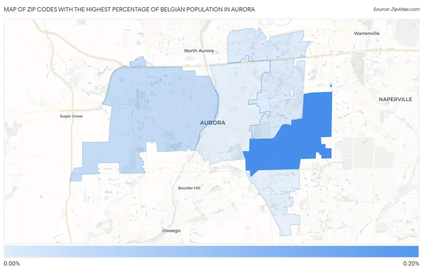 Zip Codes with the Highest Percentage of Belgian Population in Aurora Map