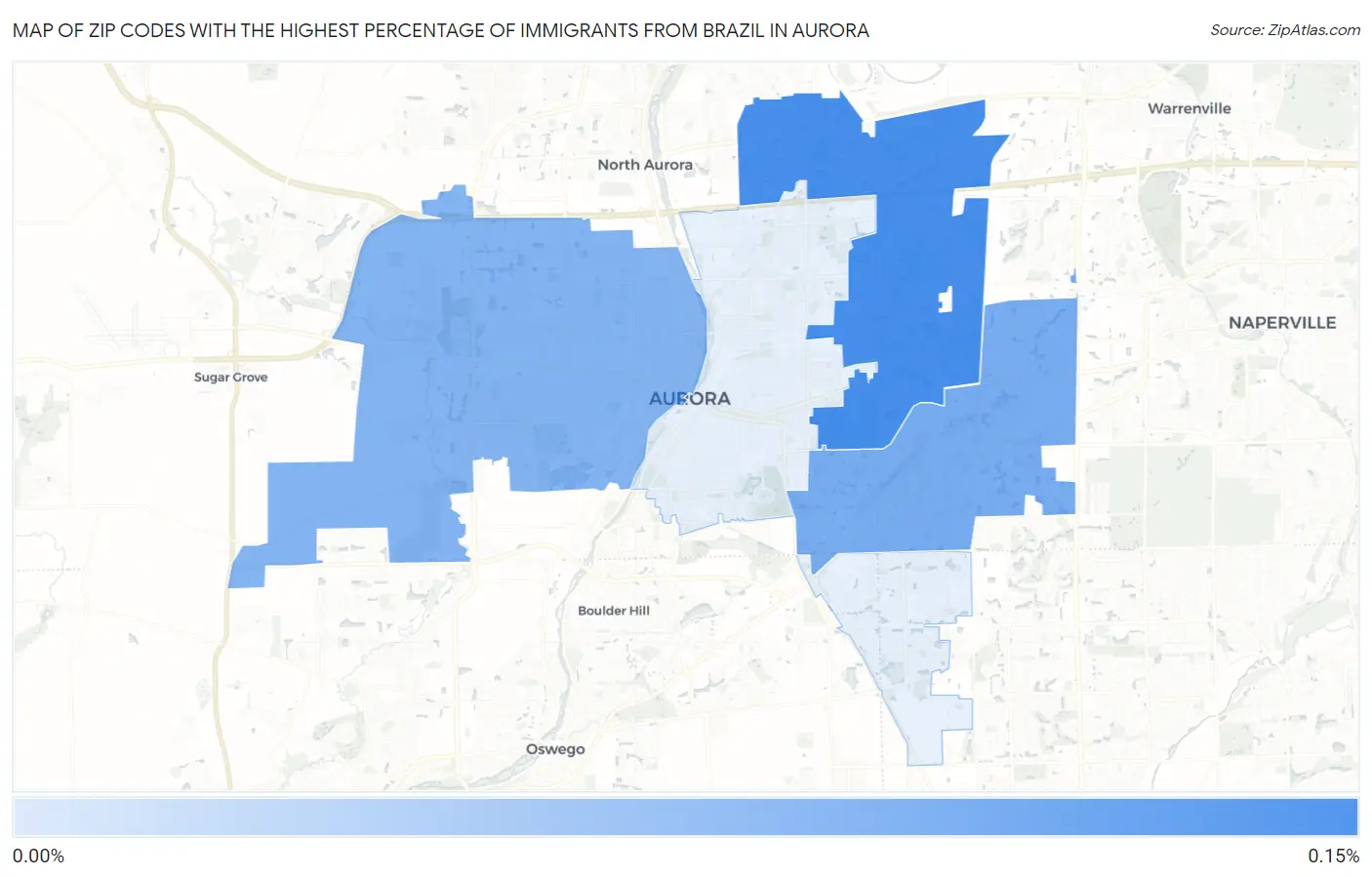 Zip Codes with the Highest Percentage of Immigrants from Brazil in Aurora Map