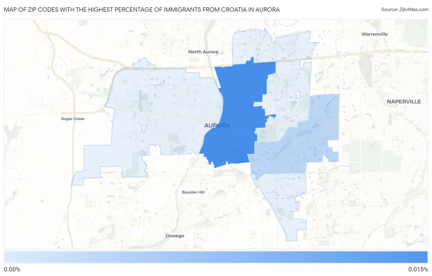 Zip Codes with the Highest Percentage of Immigrants from Croatia in Aurora Map