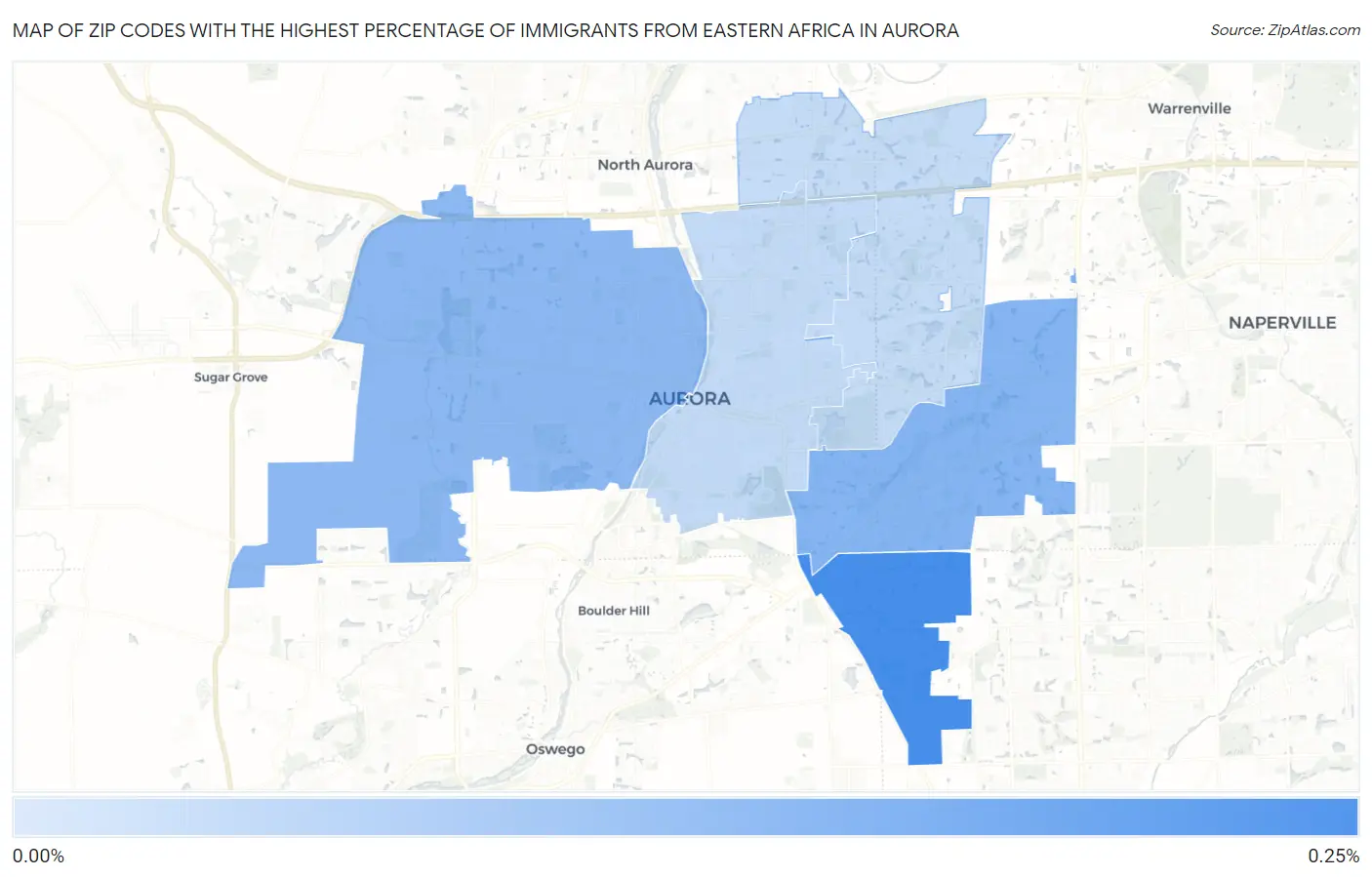Zip Codes with the Highest Percentage of Immigrants from Eastern Africa in Aurora Map