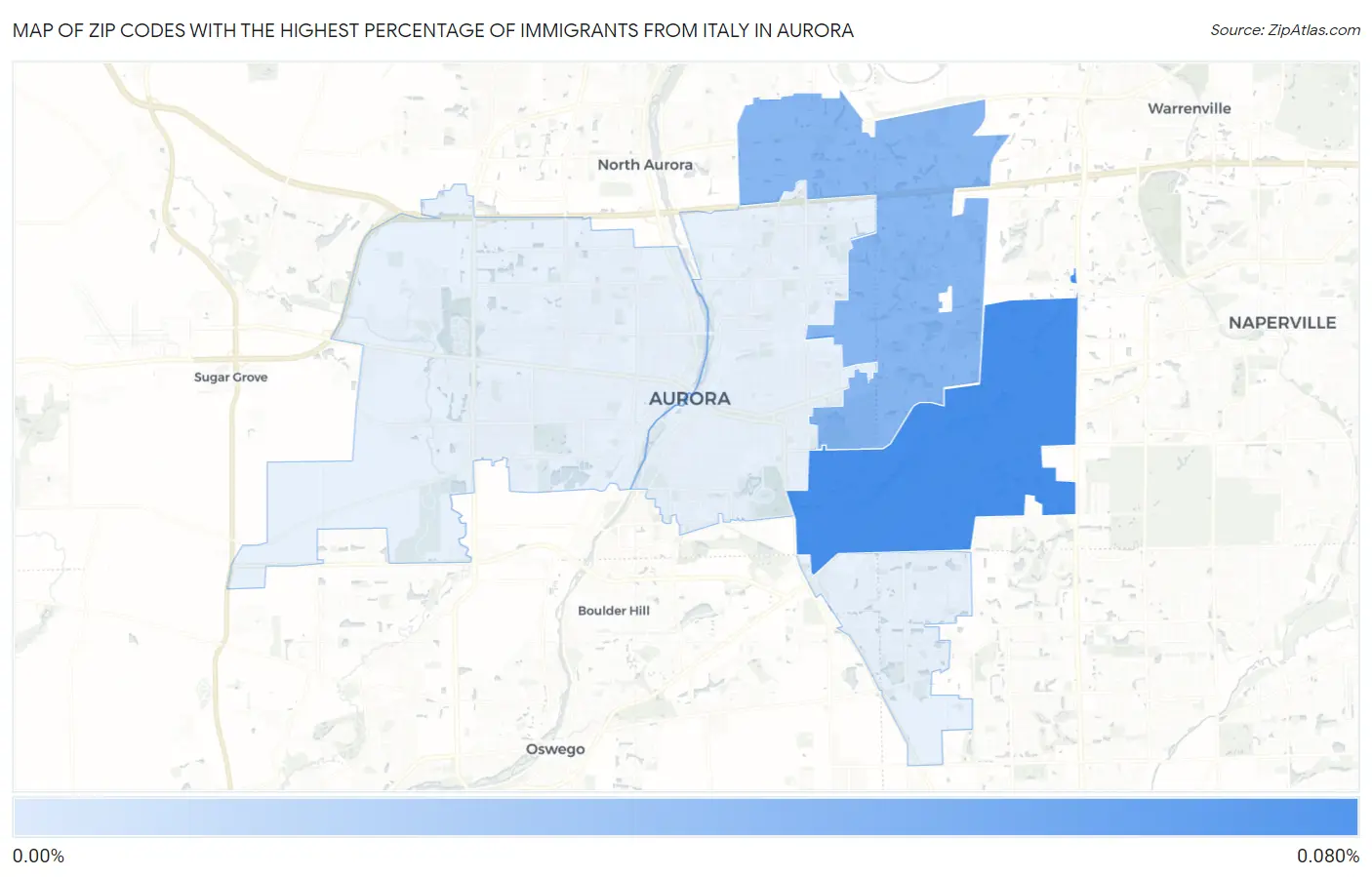 Zip Codes with the Highest Percentage of Immigrants from Italy in Aurora Map