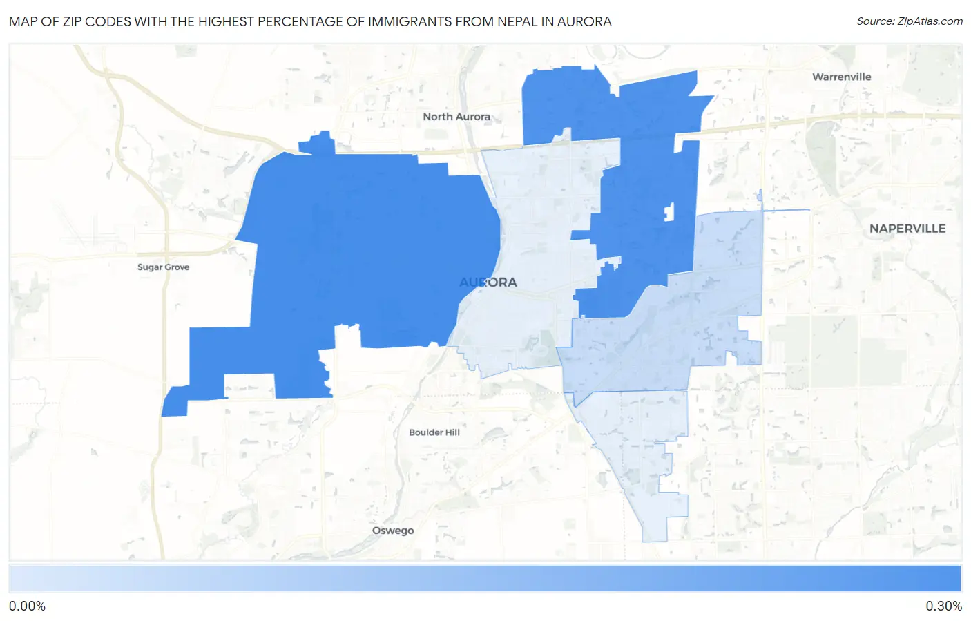 Zip Codes with the Highest Percentage of Immigrants from Nepal in Aurora Map