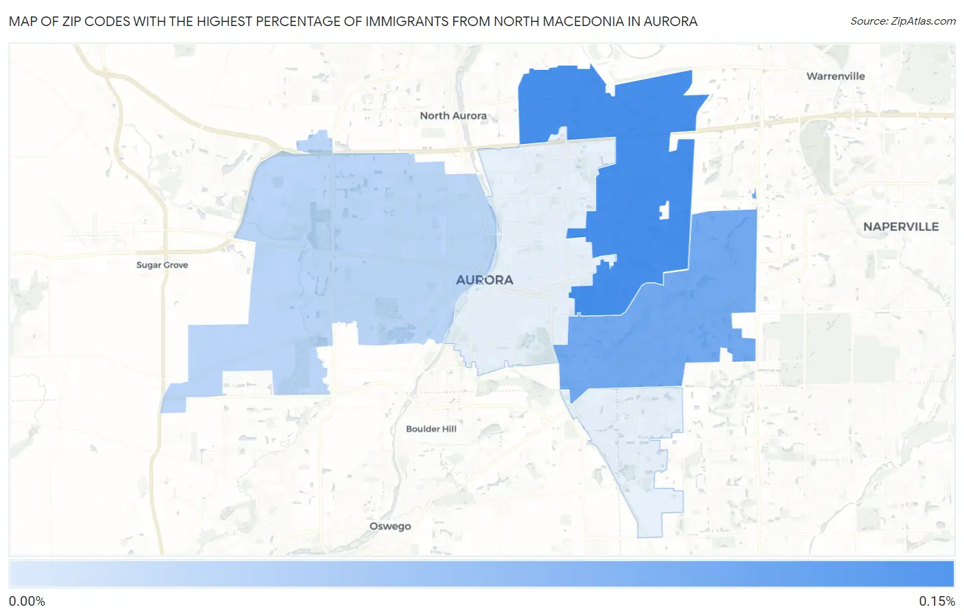 Zip Codes with the Highest Percentage of Immigrants from North Macedonia in Aurora Map