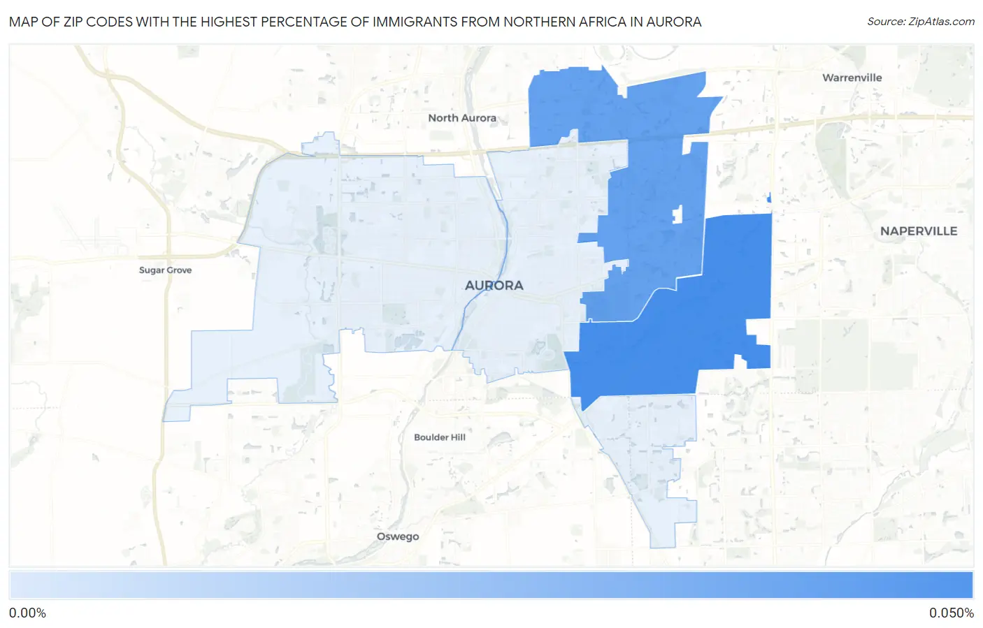 Zip Codes with the Highest Percentage of Immigrants from Northern Africa in Aurora Map