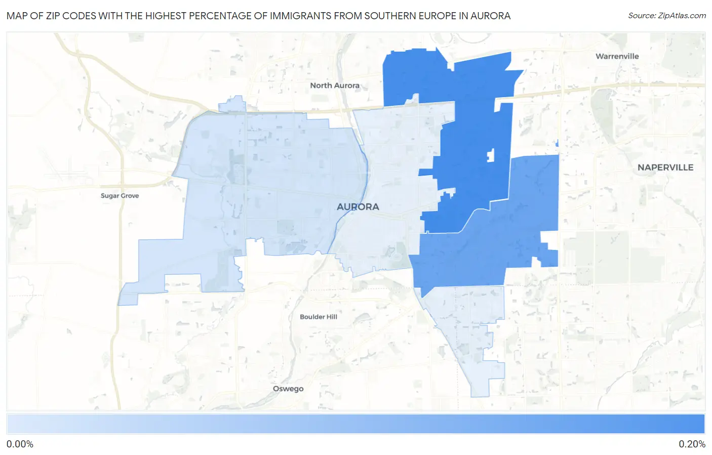 Zip Codes with the Highest Percentage of Immigrants from Southern Europe in Aurora Map