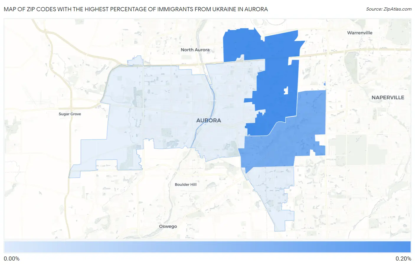 Zip Codes with the Highest Percentage of Immigrants from Ukraine in Aurora Map