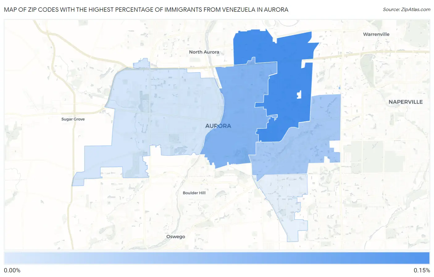 Zip Codes with the Highest Percentage of Immigrants from Venezuela in Aurora Map