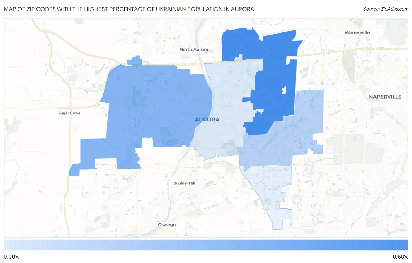 Zip Codes with the Highest Percentage of Ukrainian Population in Aurora Map