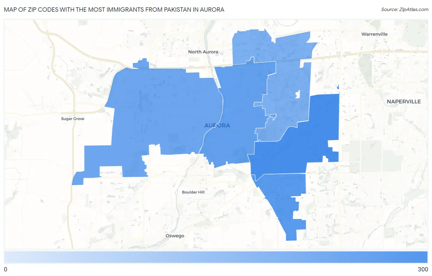 Zip Codes with the Most Immigrants from Pakistan in Aurora Map