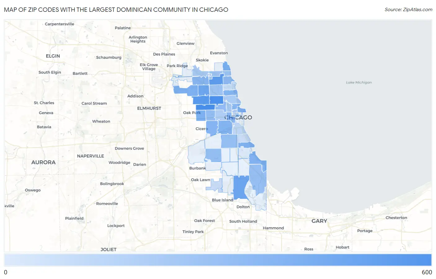 Zip Codes with the Largest Dominican Community in Chicago Map