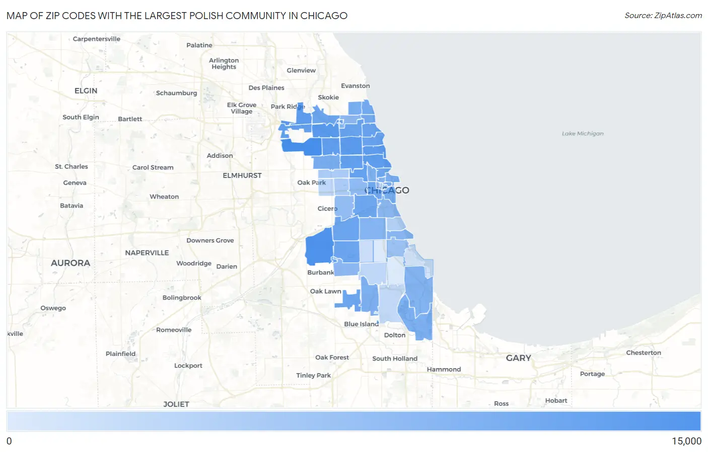 Zip Codes with the Largest Polish Community in Chicago Map