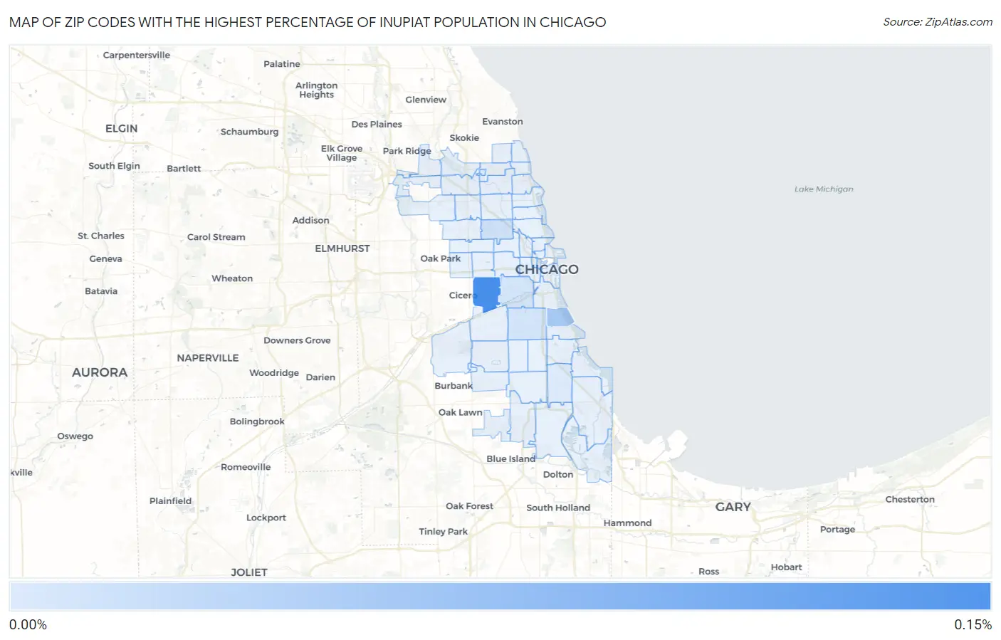 Zip Codes with the Highest Percentage of Inupiat Population in Chicago Map