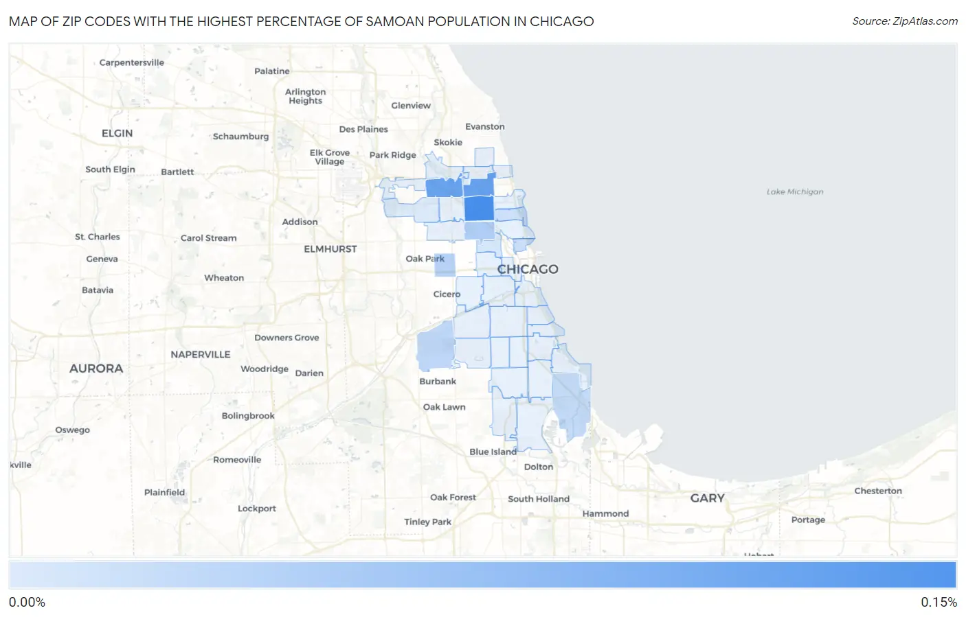 Zip Codes with the Highest Percentage of Samoan Population in Chicago Map