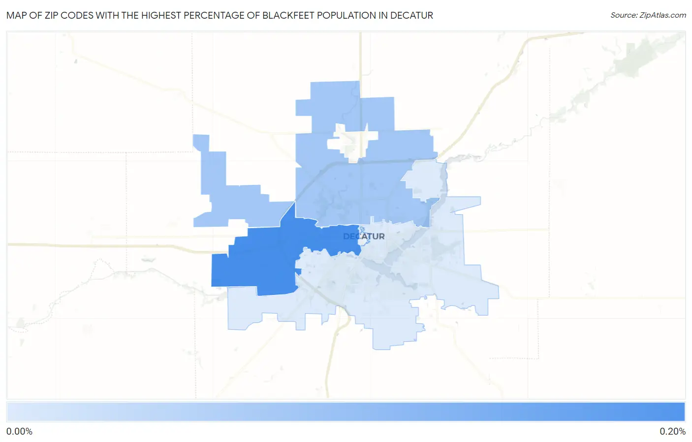 Zip Codes with the Highest Percentage of Blackfeet Population in Decatur Map