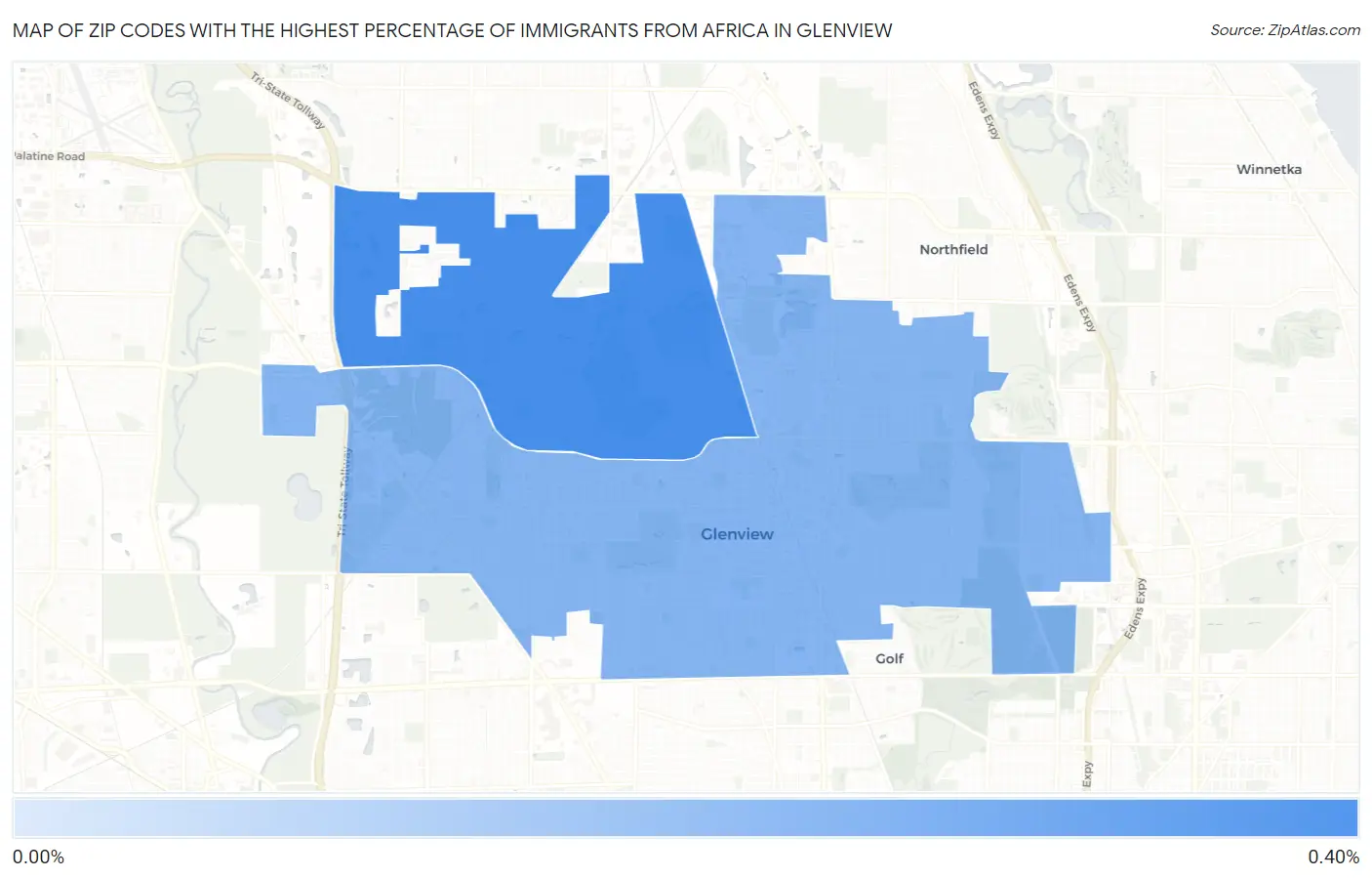 Zip Codes with the Highest Percentage of Immigrants from Africa in Glenview Map
