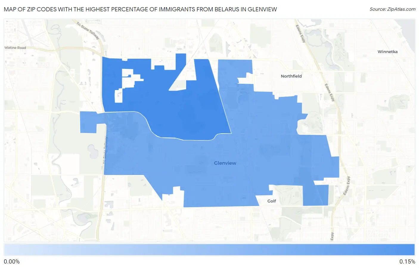 Zip Codes with the Highest Percentage of Immigrants from Belarus in Glenview Map