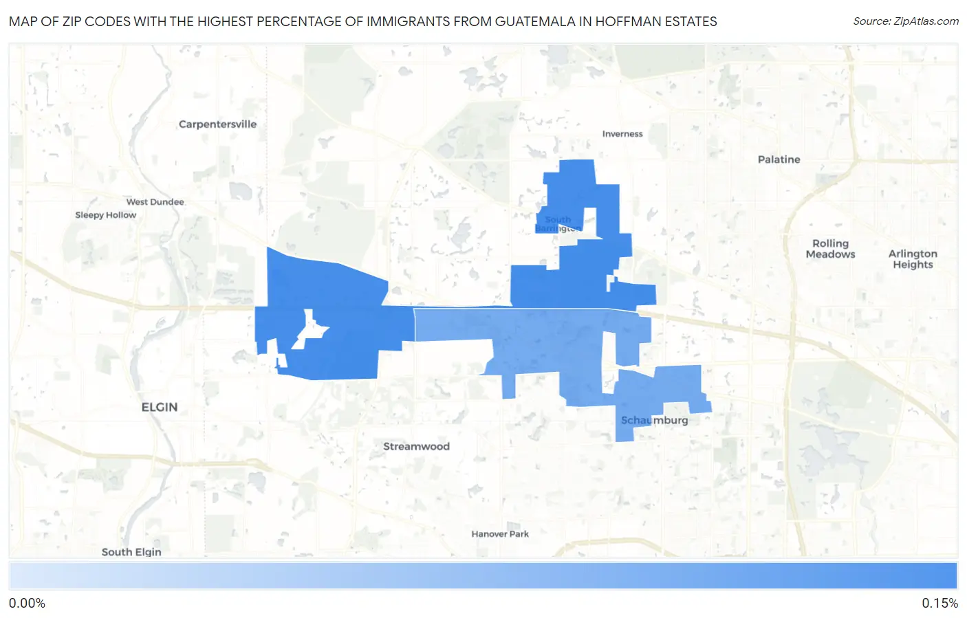 Zip Codes with the Highest Percentage of Immigrants from Guatemala in Hoffman Estates Map