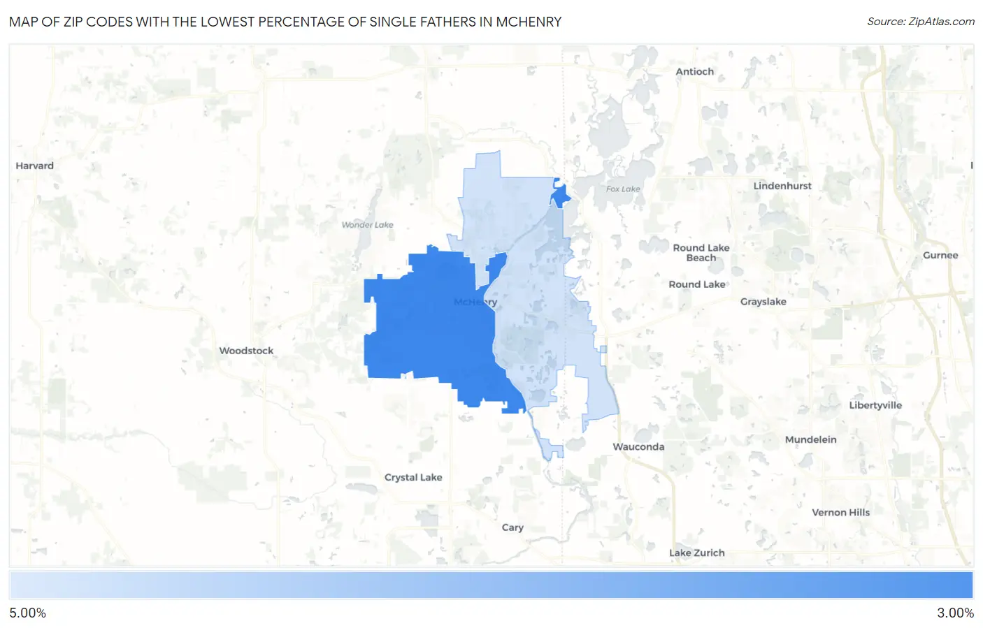 Zip Codes with the Lowest Percentage of Single Fathers in Mchenry Map