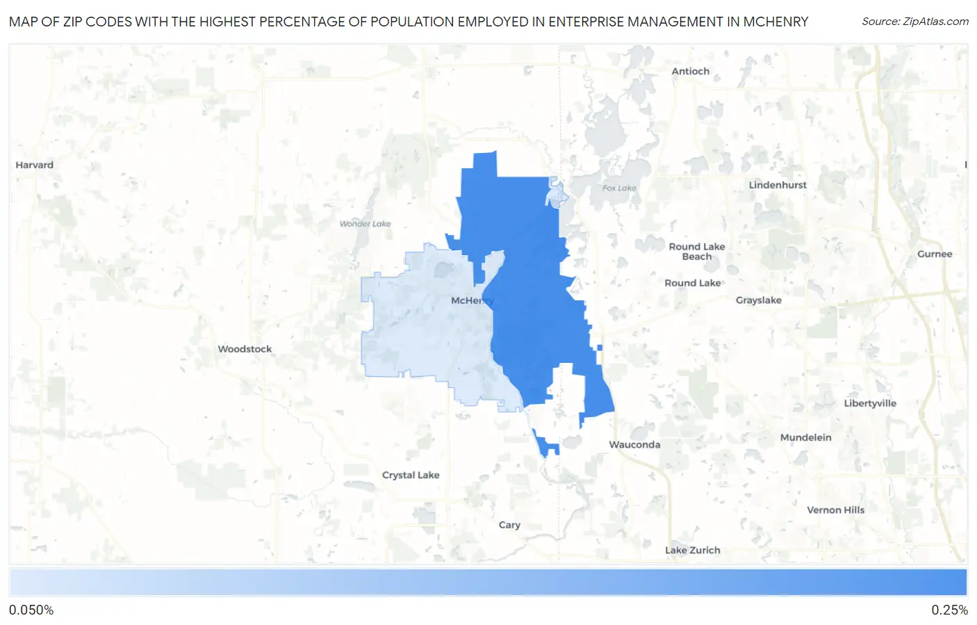 Zip Codes with the Highest Percentage of Population Employed in Enterprise Management in Mchenry Map
