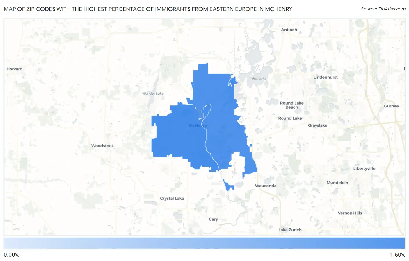 Zip Codes with the Highest Percentage of Immigrants from Eastern Europe in Mchenry Map