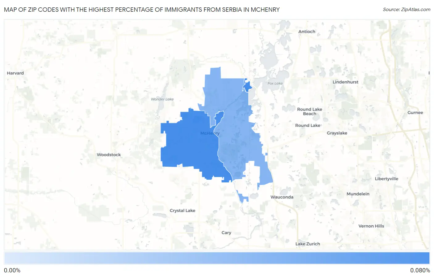 Zip Codes with the Highest Percentage of Immigrants from Serbia in Mchenry Map