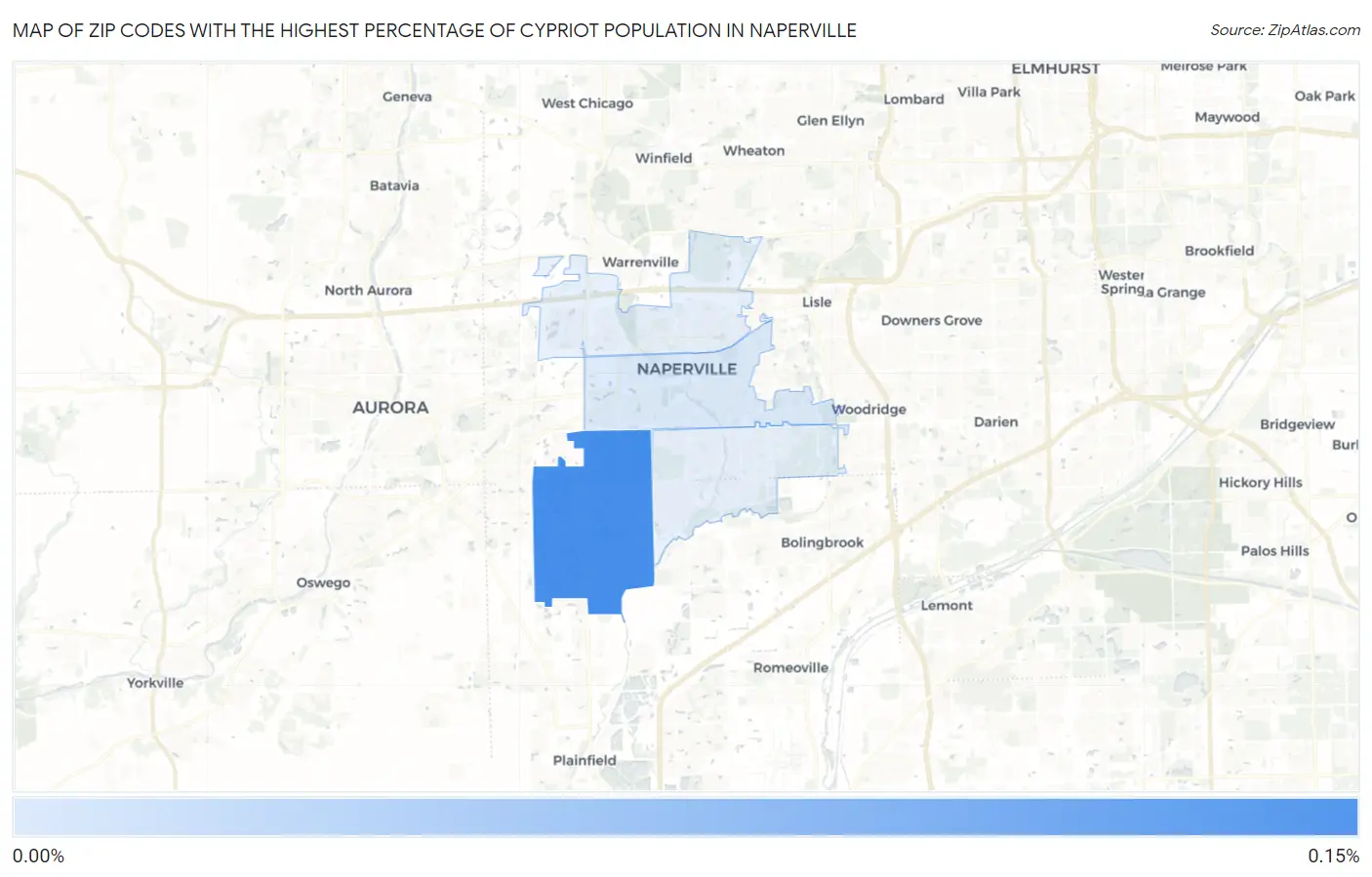 Zip Codes with the Highest Percentage of Cypriot Population in Naperville Map