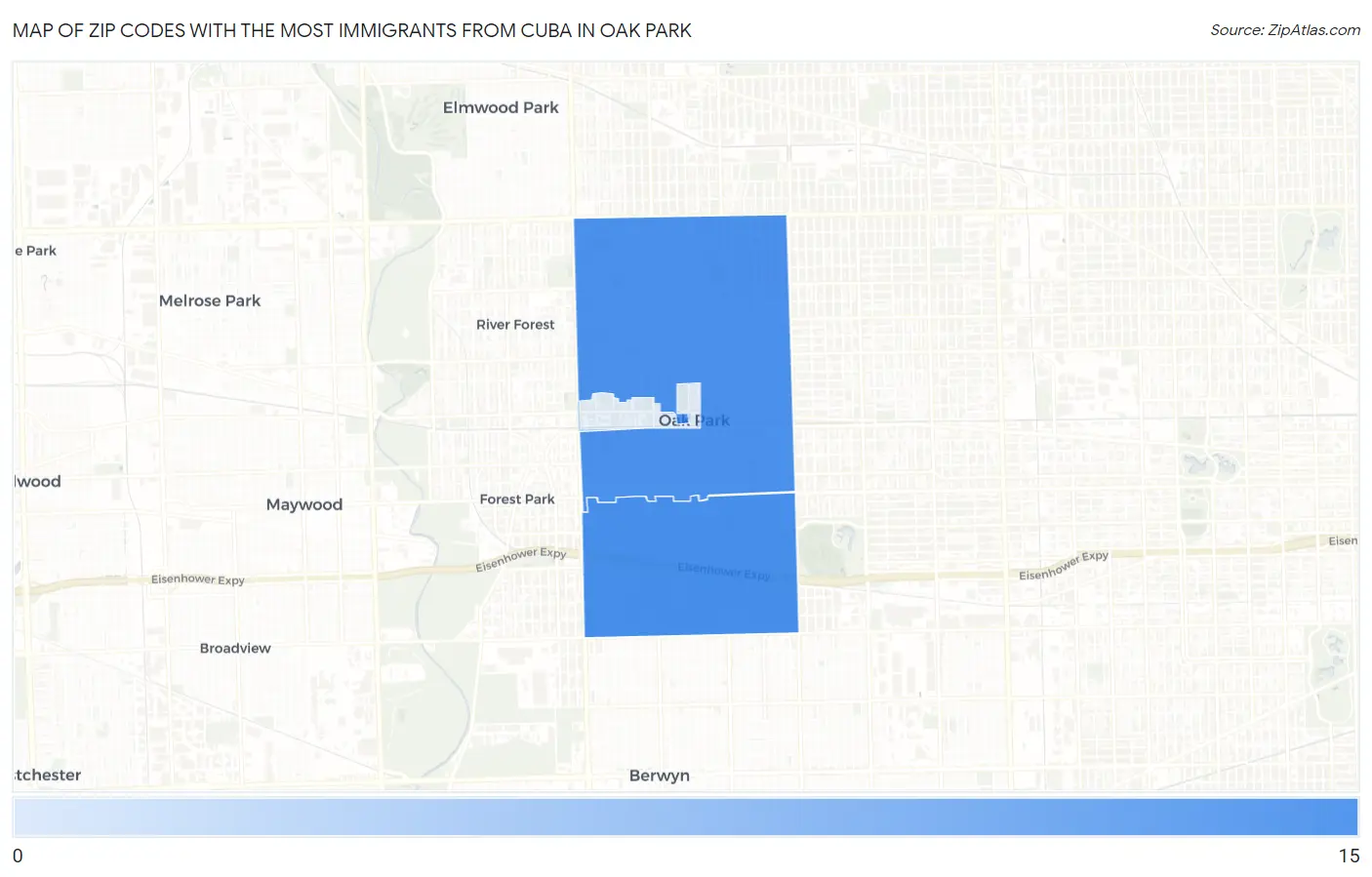 Zip Codes with the Most Immigrants from Cuba in Oak Park Map