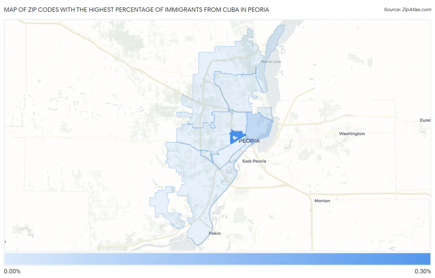 Zip Codes with the Highest Percentage of Immigrants from Cuba in Peoria Map