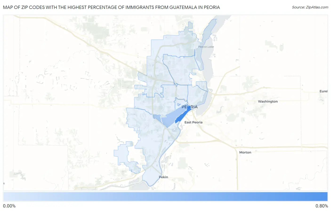 Zip Codes with the Highest Percentage of Immigrants from Guatemala in Peoria Map