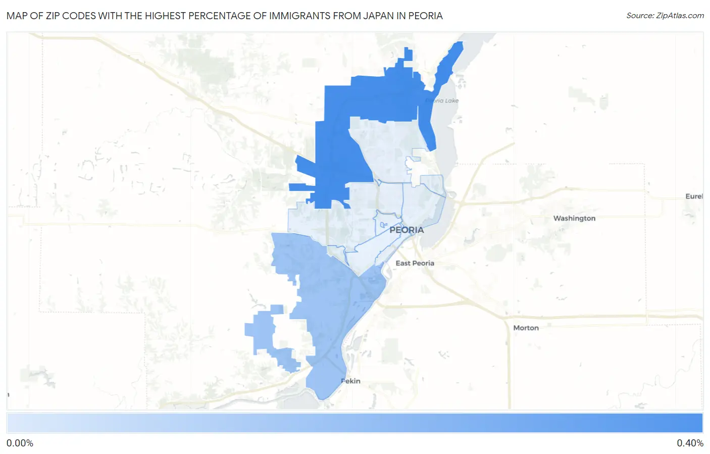 Zip Codes with the Highest Percentage of Immigrants from Japan in Peoria Map
