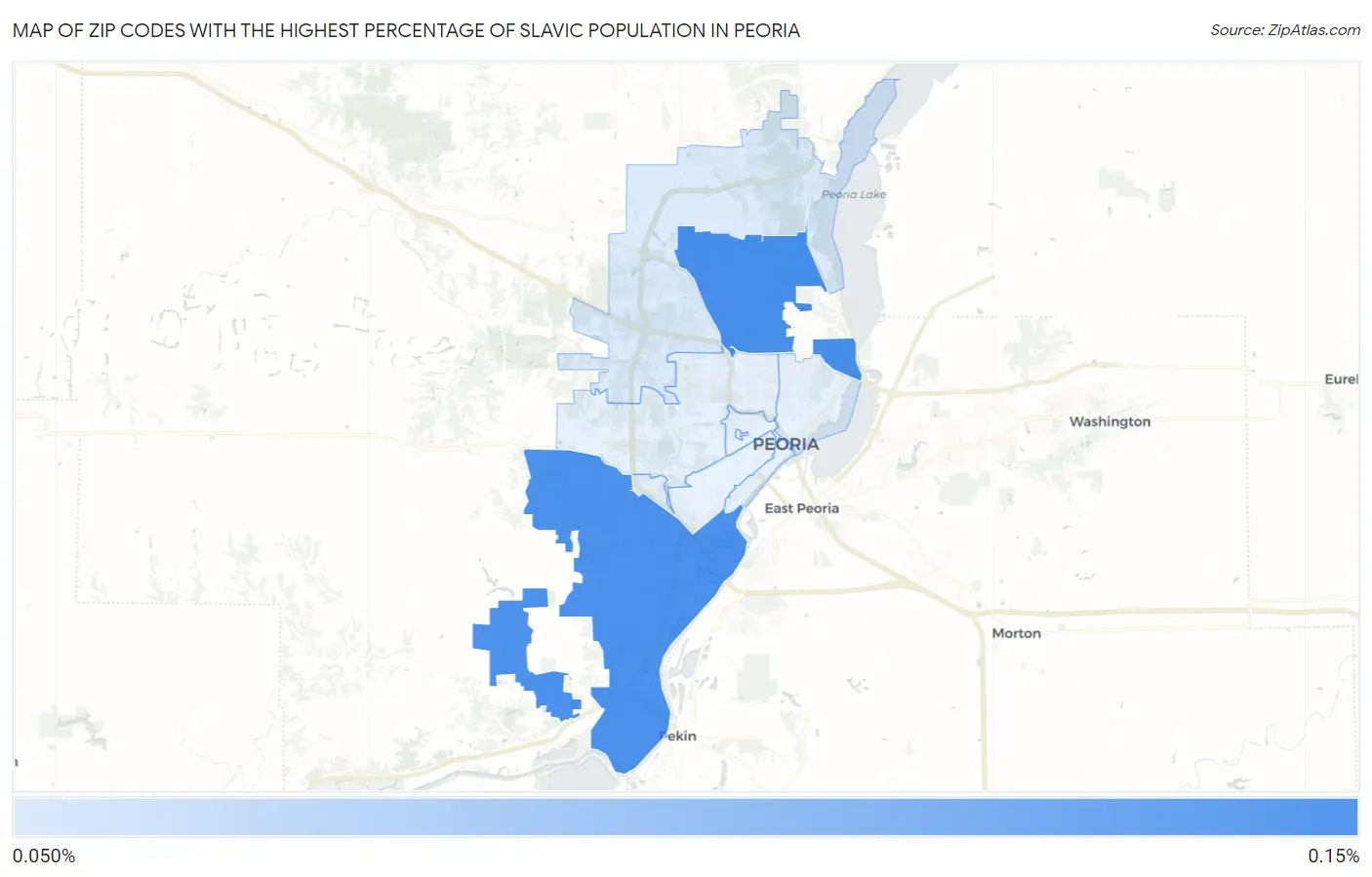 Zip Codes with the Highest Percentage of Slavic Population in Peoria Map